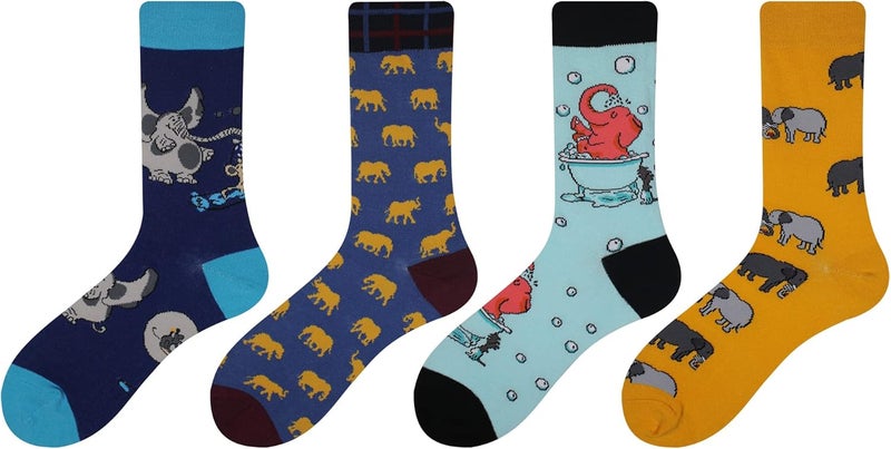 Cansok Men's 2/4 Packs Fun Crazy Novelty Dress Crew Socks - Image 2